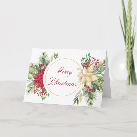 ビンテージクリスマスの花飾り カード (正面)