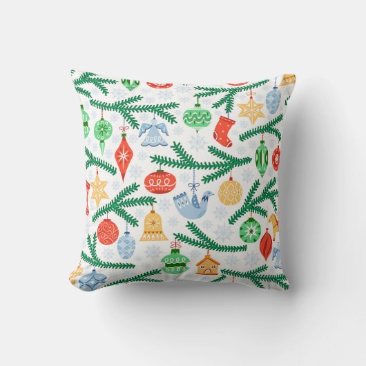 ビンテージクリスマスの飾り付け クッション (正面)