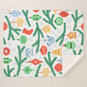 ビンテージクリスマスの飾り付け シェルパブランケット (正面(横))