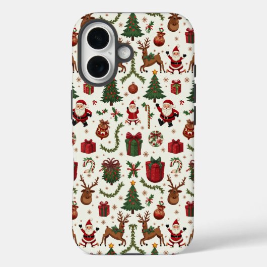 ビンテージクリスマスアップルiPhone 16ケース Case-Mate iPhoneケース (裏面)