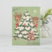 ビンテージクリスマスアニマルのまわりにツの木 シーズンカード (スタンド正面)