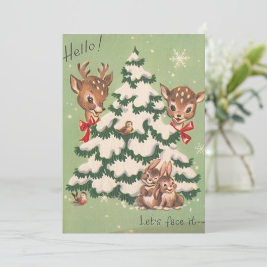 ビンテージクリスマスアニマルのまわりにツの木 シーズンカード (スタンド正面)