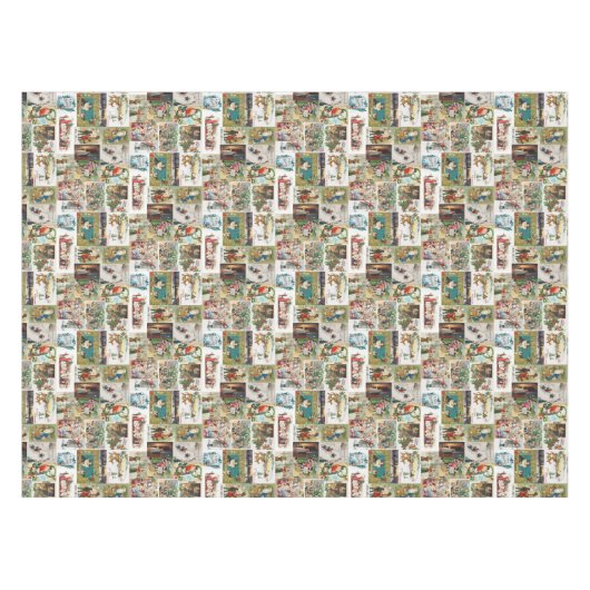 ビンテージクリスマスアンティークコラージクリスマスパーティー テーブルクロス (正面(横))