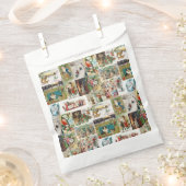 ビンテージクリスマスアンティークコラージクリスマスパーティー フェイバーバッグ (クリップ留めされた状態)