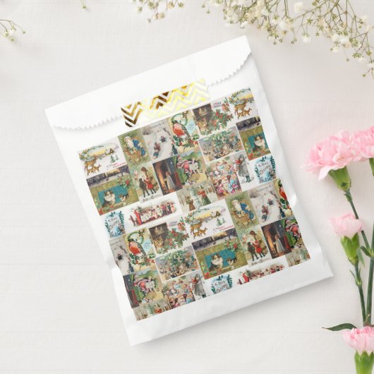 ビンテージクリスマスアンティークコラージクリスマスパーティー フェイバーバッグ (封をした状態)