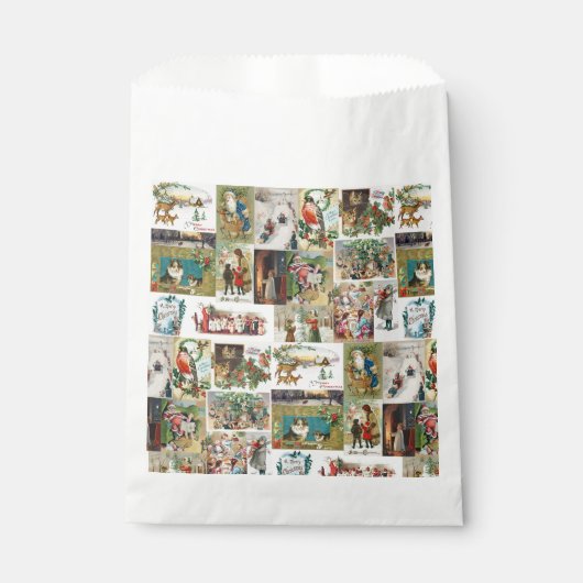 ビンテージクリスマスアンティークコラージクリスマスパーティー フェイバーバッグ (正面)