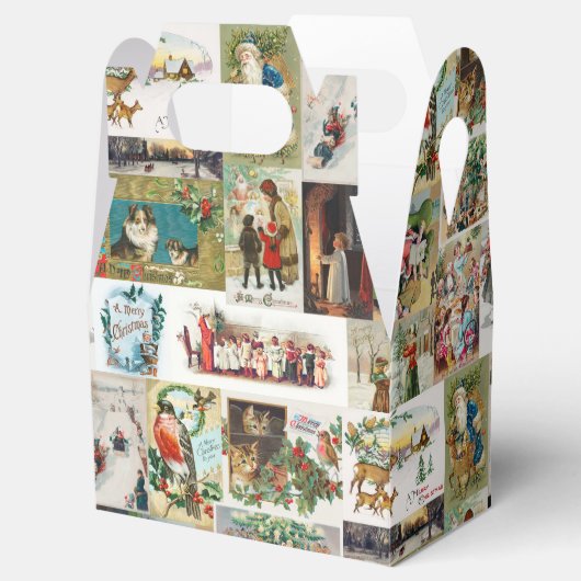 ビンテージクリスマスアンティークコラージクリスマスパーティー フェイバーボックス (オープン)