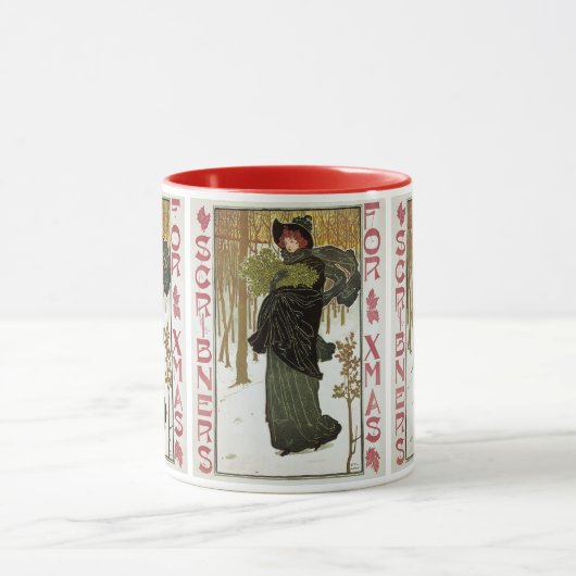 ビンテージクリスマスアールヌーボースクライブナーズカバー1895 マグカップ (中央)