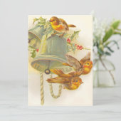 ビンテージクリスマスイエローフィンチバードの鐘 シーズンカード (スタンド正面)