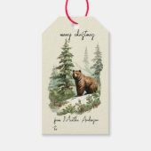 ビンテージクリスマスウィンターウッドランドベア名 ギフトタグ (正面)