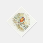 ビンテージクリスマスウィンターロビン スタンダードカクテルナプキン (角)