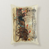 ビンテージクリスマスウマ冬の休日おもしろい アクセントクッション (正面(垂直))