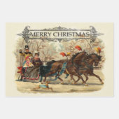 ビンテージクリスマスウマ冬の休日おもしろい ラッピングペーパーシート (正面3)