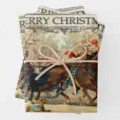 ビンテージクリスマスウマ冬の休日おもしろい ラッピングペーパーシート (インサイチュ)