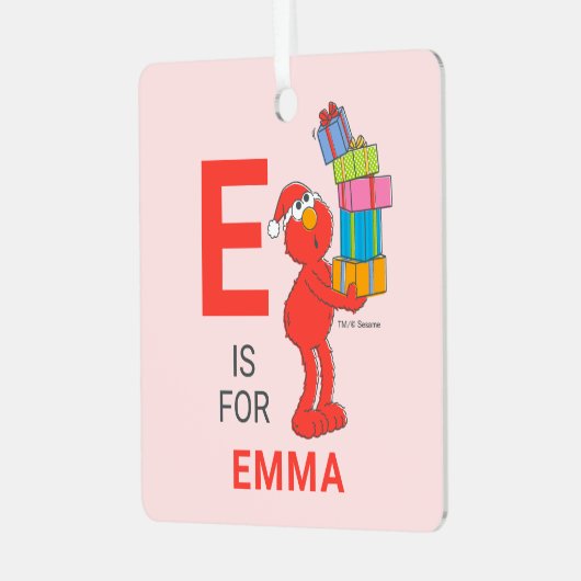 ビンテージクリスマスエルモ |名パーソナライズされた前と写真 メタルオーナメント (正面左)