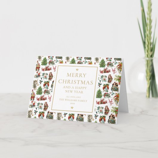 ビンテージクリスマスエレガント金ゴールド シーズンカード (正面)