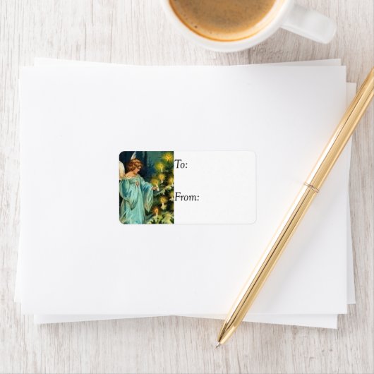 ビンテージクリスマスエンジェルとツリーギフトラベル ラベル (インサイチュ)