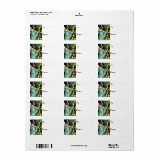 ビンテージクリスマスエンジェルとツリーギフトラベル ラベル (フルシート)