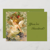 ビンテージクリスマスエンジェル 招待状 (正面/裏面)