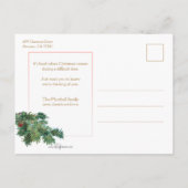 ビンテージクリスマスエンジェル、星と雪に覆われた松 ポストカード (裏面)