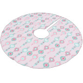 ビンテージクリスマスオーナメントかわいらしピンクホリデイ ブラッシュドポリエステルツリースカート (アングル)