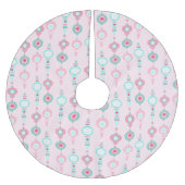 ビンテージクリスマスオーナメントかわいらしピンクホリデイ ブラッシュドポリエステルツリースカート (正面)