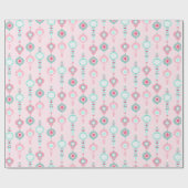 ビンテージクリスマスオーナメントかわいらしピンクホリデイ ラッピングペーパー (フラット)