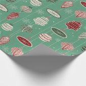 ビンテージクリスマスオーナメントオンミントグリーン ラッピングペーパー (角)
