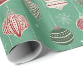 ビンテージクリスマスオーナメントオンミントグリーン ラッピングペーパー (ロールコーナー)