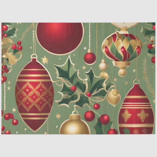 ビンテージクリスマスオーナメントティッシュペーパー 薄葉紙 (正面)