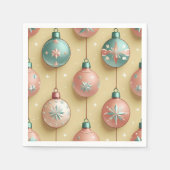 ビンテージクリスマスオーナメントホリデイ スタンダードカクテルナプキン (正面)