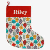 ビンテージクリスマスオーナメントホリデイ ラージクリスマスストッキング (正面)