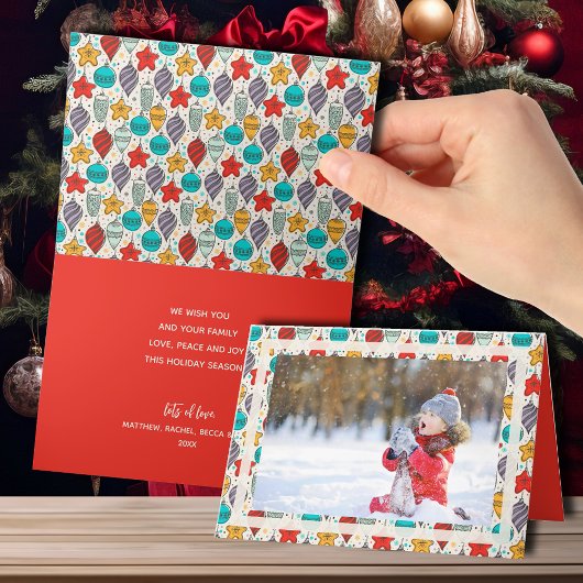 ビンテージクリスマスオーナメント写真折り畳み シーズンカード