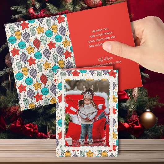 ビンテージクリスマスオーナメント折り畳み写真 シーズンカード