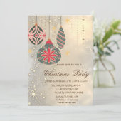 ビンテージクリスマスオーナメント金ゴールドクリスマスパーティー 招待状 (スタンド正面)