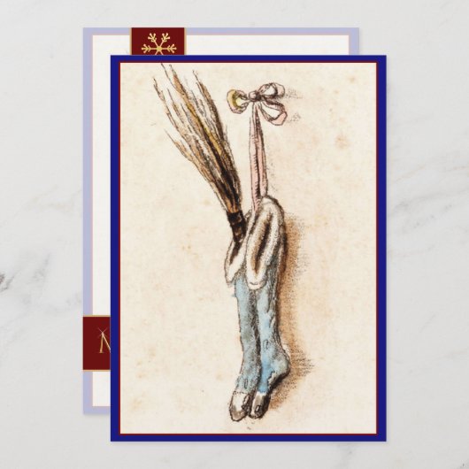 ビンテージクリスマスカスタマイズストッキング シーズンカード (正面/裏面)