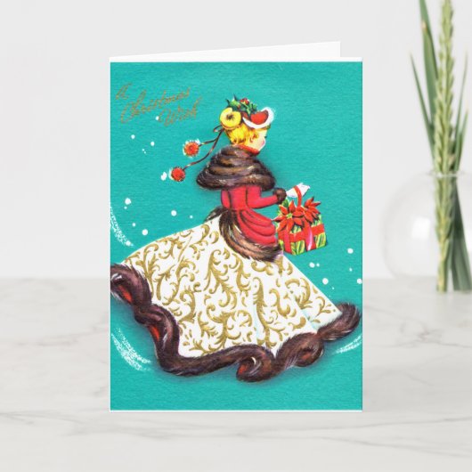 ビンテージクリスマスカードギブソンガール シーズンカード (正面)