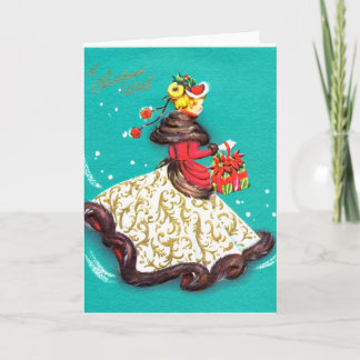 ビンテージクリスマスカードギブソンガール シーズンカード