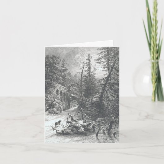 ビンテージクリスマスカード冬の森(1871) シーズンカード (正面)