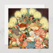 ビンテージクリスマスカード |クリスマスツリーのお子様 シーズンカード (正面/裏面)