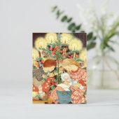 ビンテージクリスマスカード |クリスマスツリーのお子様 シーズンポストカード (スタンド正面)