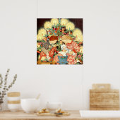 ビンテージクリスマスカード |クリスマスツリーのお子様 ポスター (キッチン)