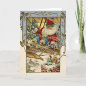 ビンテージクリスマスカード |サンタオン飛行機 シーズンカード (正面)