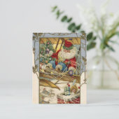 ビンテージクリスマスカード |サンタオン飛行機 シーズンポストカード (スタンド正面)