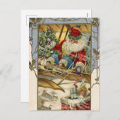 ビンテージクリスマスカード |サンタオン飛行機 シーズンポストカード (正面/裏面)