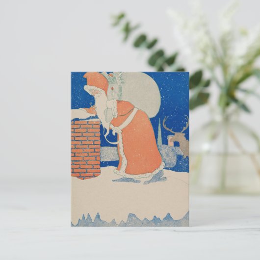 ビンテージクリスマスカード |サンタプレゼント シーズンポストカード (スタンド正面)