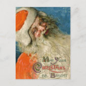 ビンテージクリスマスカード |サンタメリーとブライト シーズンポストカード (正面)