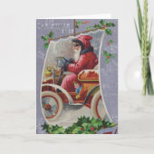 ビンテージクリスマスカード |サンタヴィンテージ自動車 カード (正面)