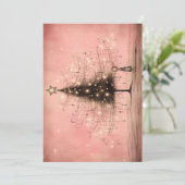 ビンテージクリスマスカード – ピンクのクリスマスツリー シーズンカード (スタンド正面)