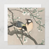 ビンテージクリスマスカード |ホリーの枝に鳥 シーズンカード (正面/裏面)